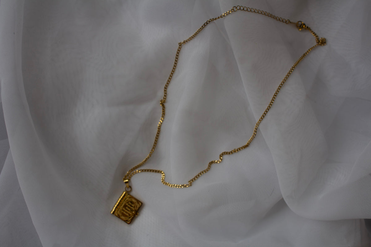 Stainless Steel Book Necklace