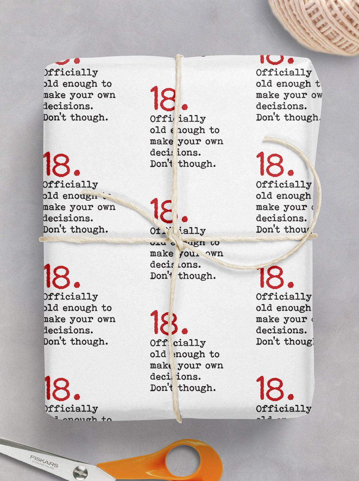 Funny 18th Gift Wrap  **Pack of 2 Sheets Folded**
