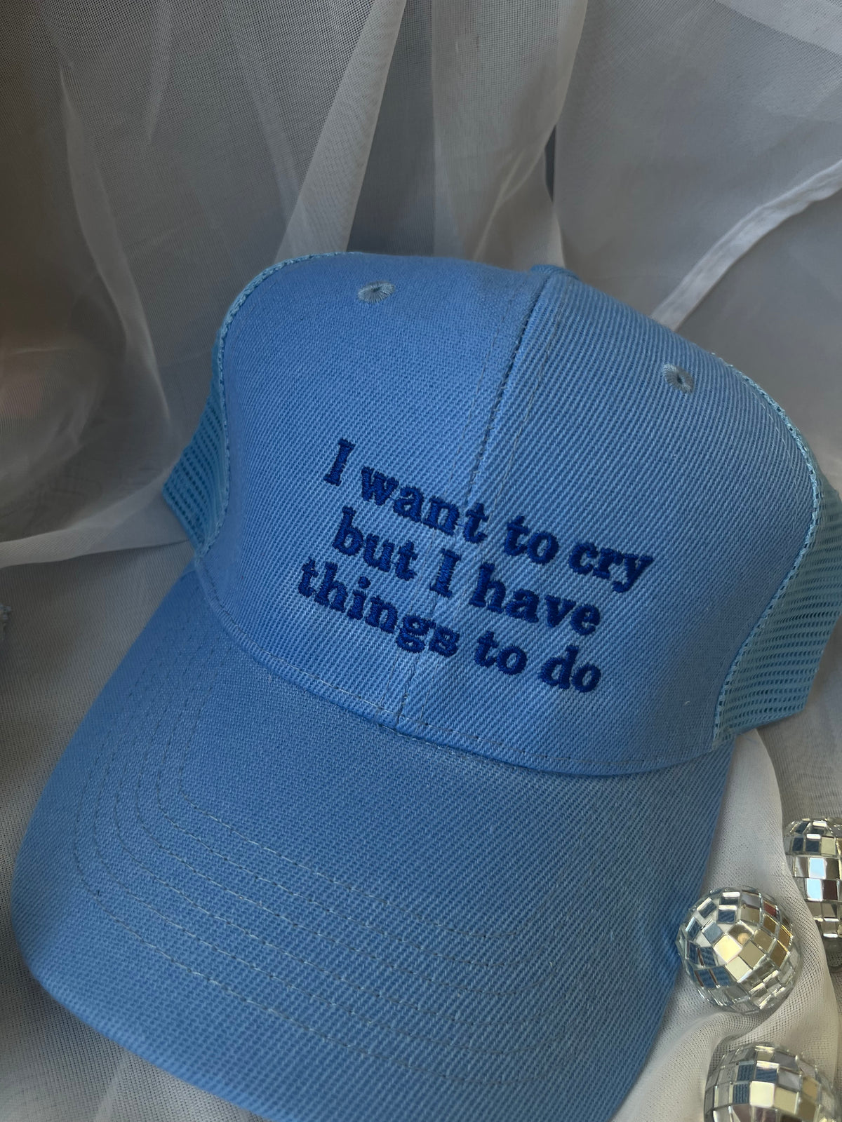 I want to cry Embroidered Hat