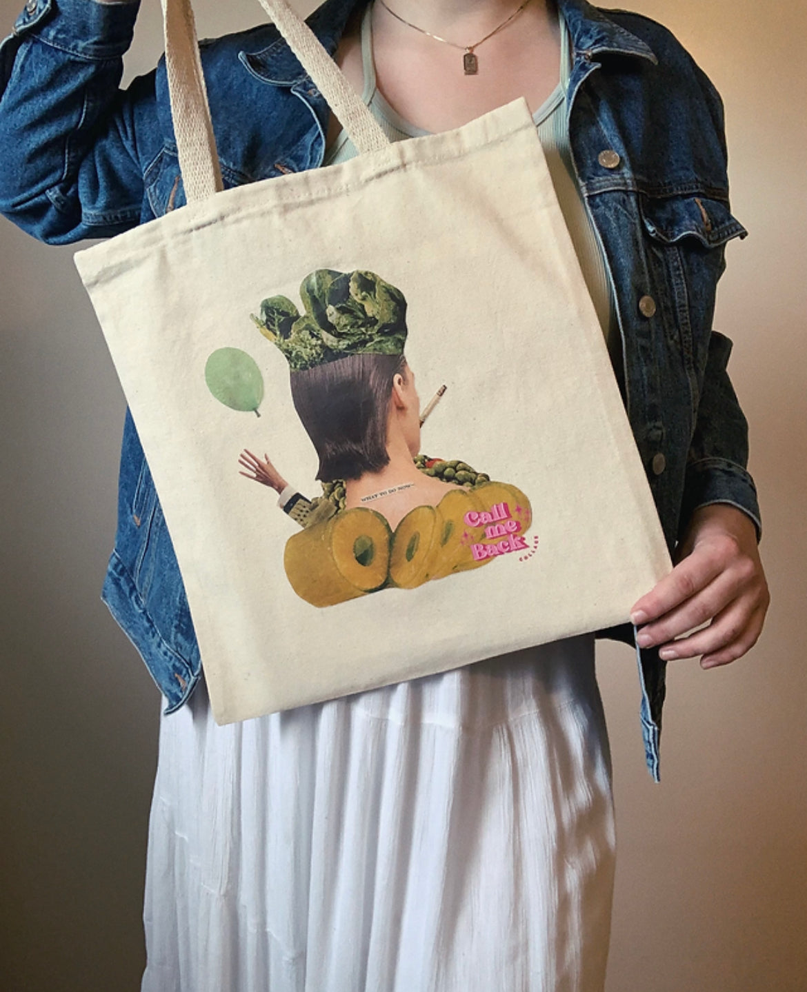 Lettuce Head Tote Bag | Call Me Back Collage