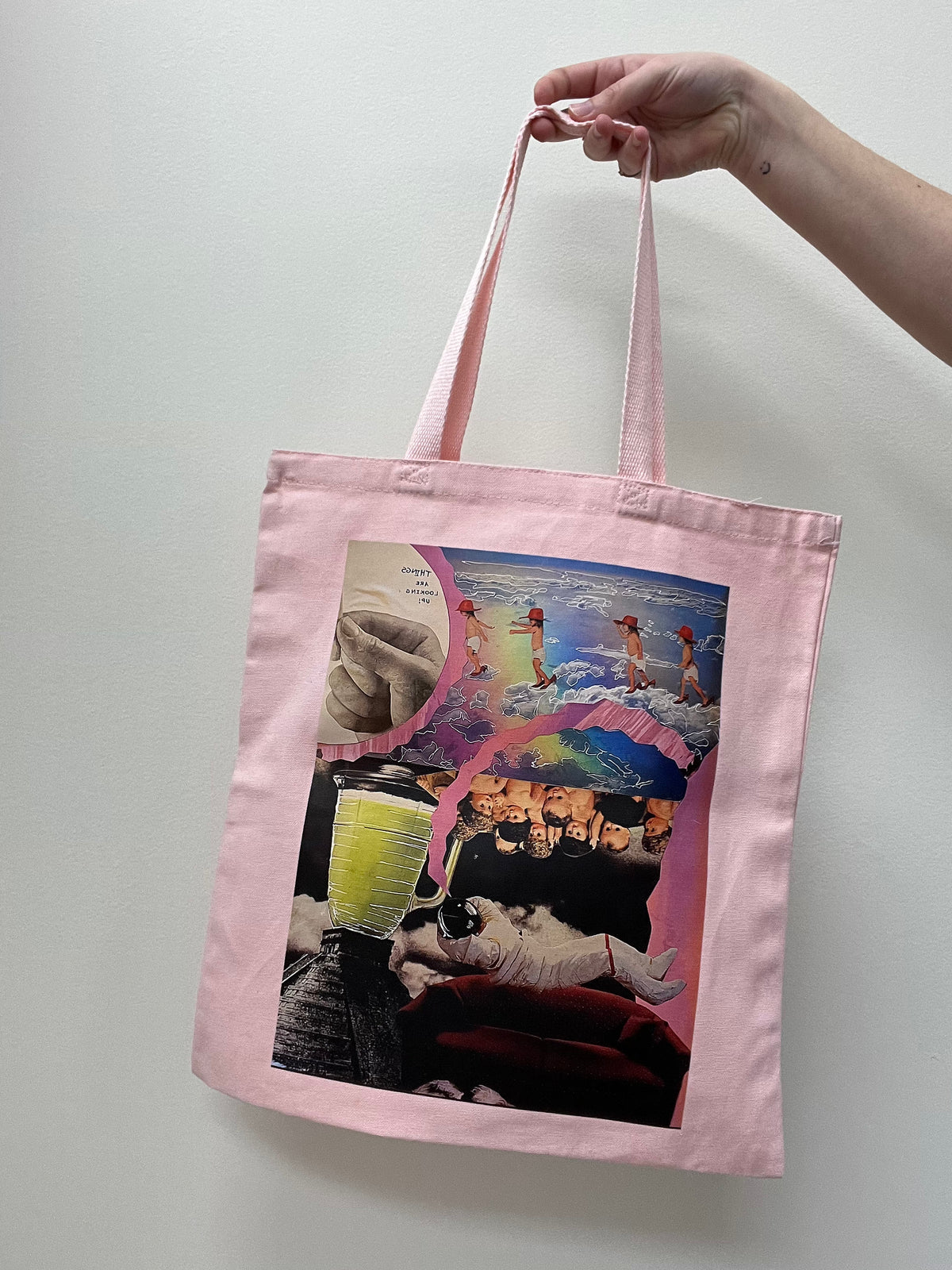 Things Are Looking Up! Tote Bag | Call Me Back Collage