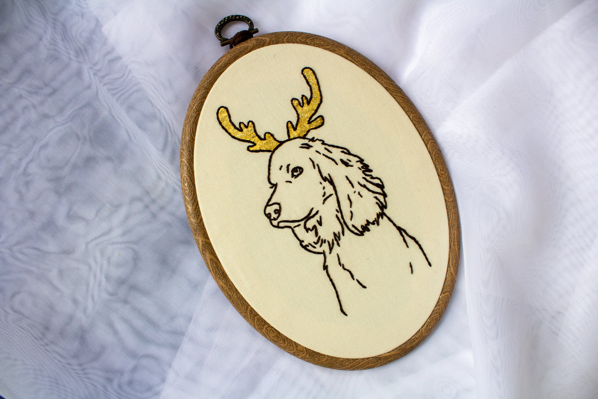 Reindeer Dog Embroidery Art | Unruly Emboidery