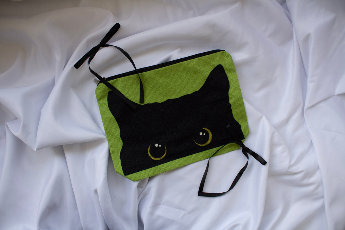 Peekaboo Black Cat Make-up Pouch