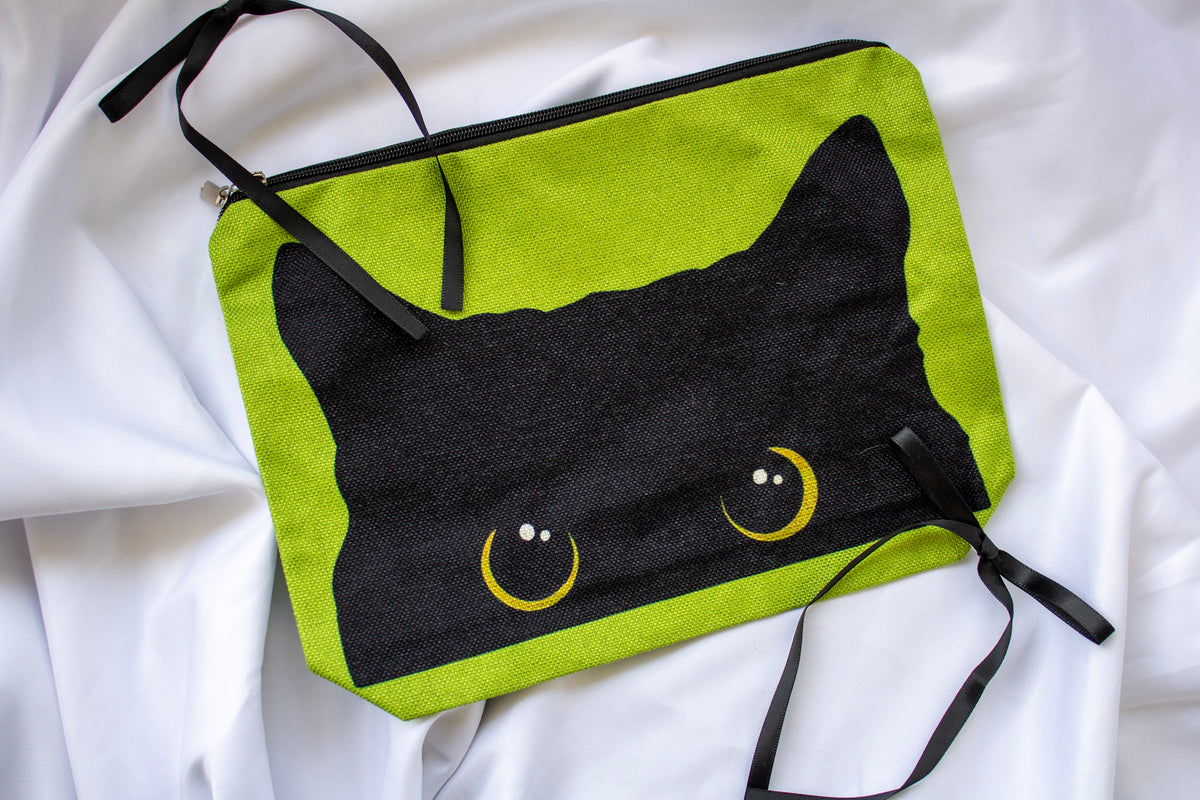 Peekaboo Black Cat Make-up Pouch