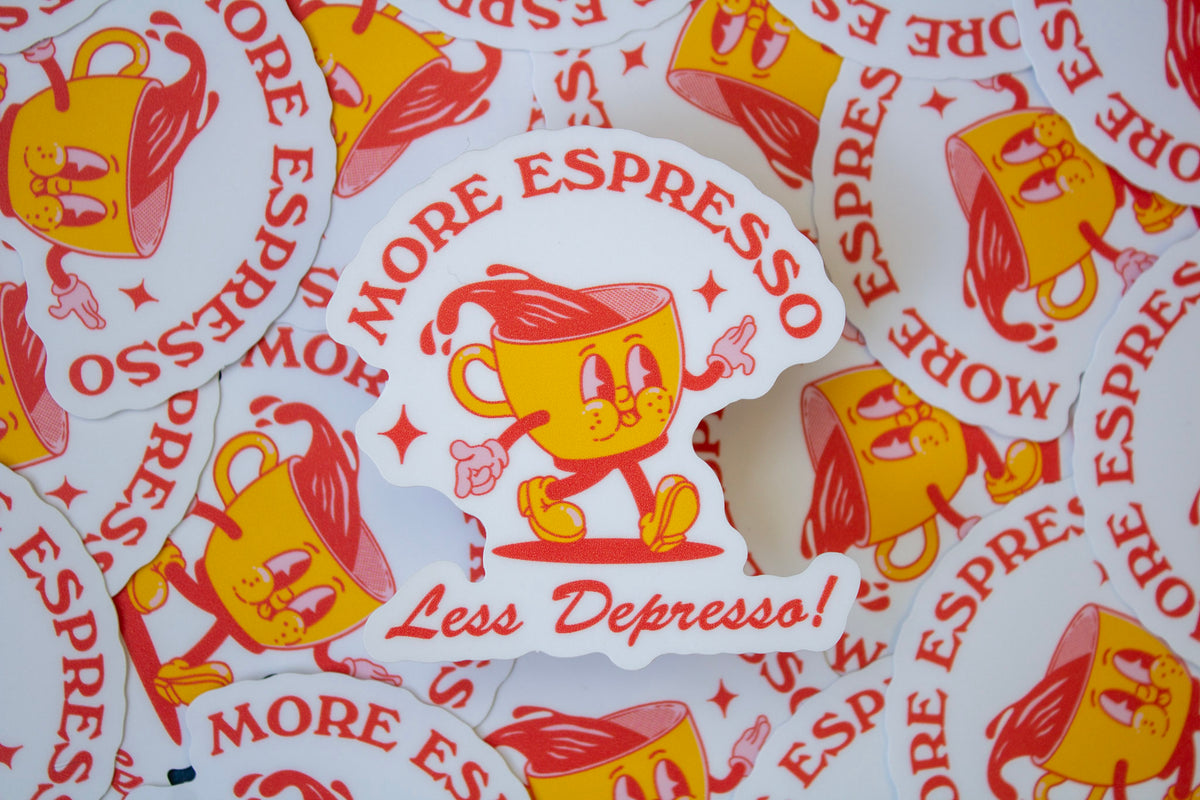 More Espresso Less Depresso Vinyl Sticker