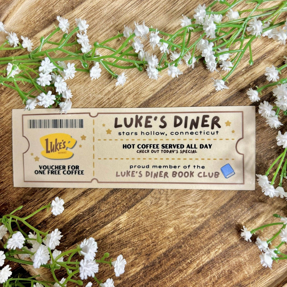 Gilmore Girls Luke's Diner Book Club Ticket Bookmark