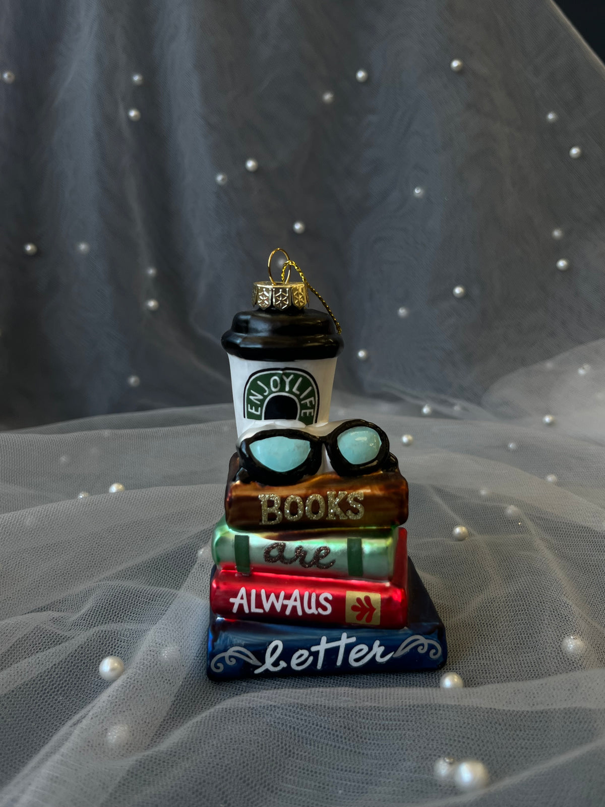 Books and Coffee Ornament
