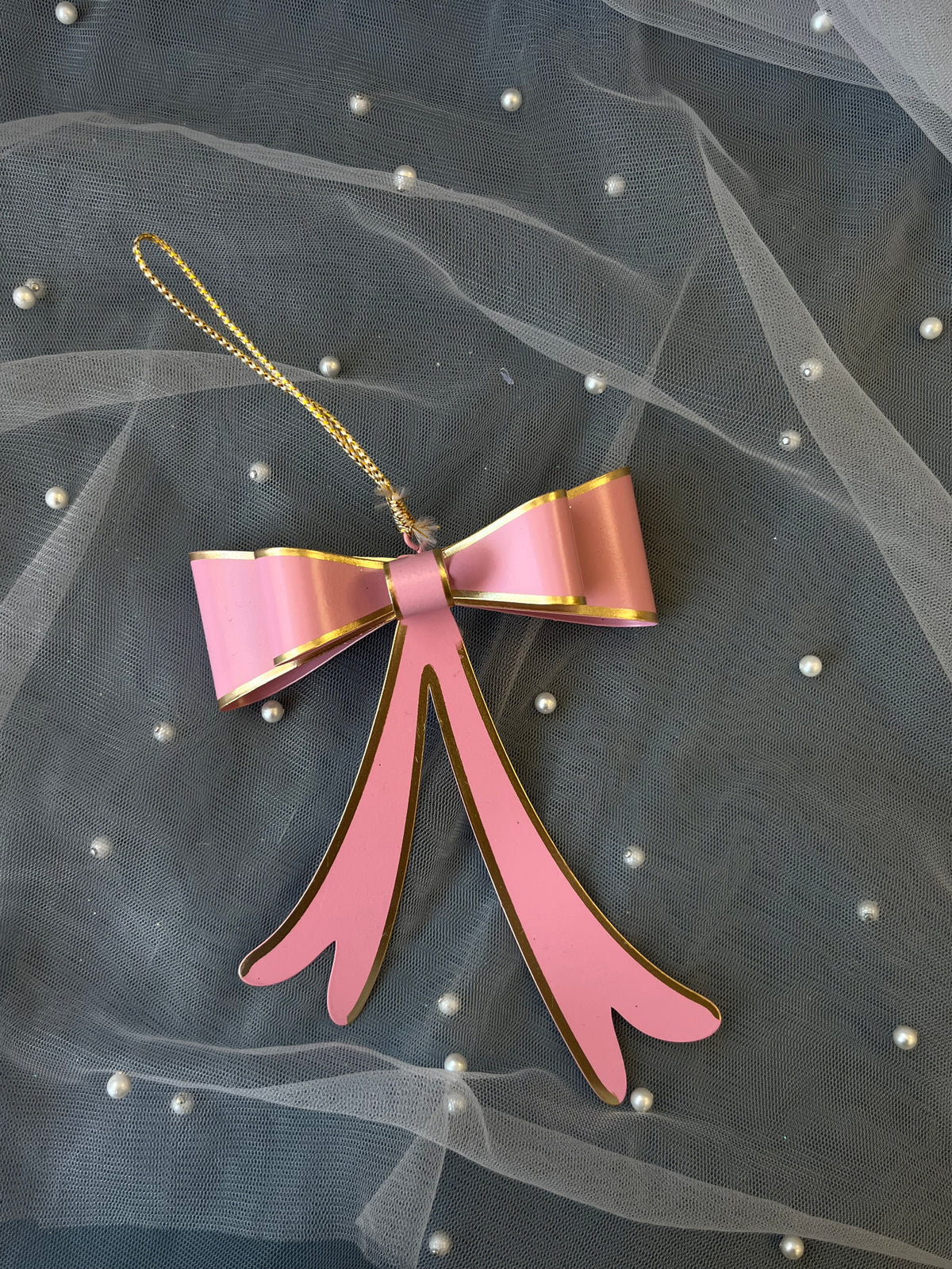 Pink and Gold Bow Ornament