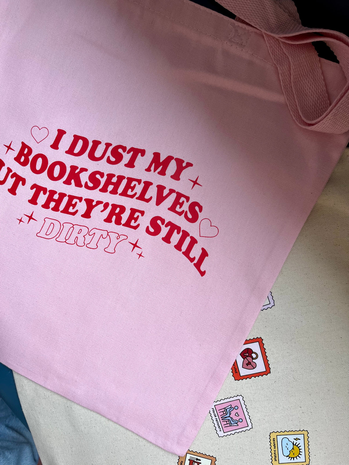 Dirty Bookshelves Pink Tote Bag