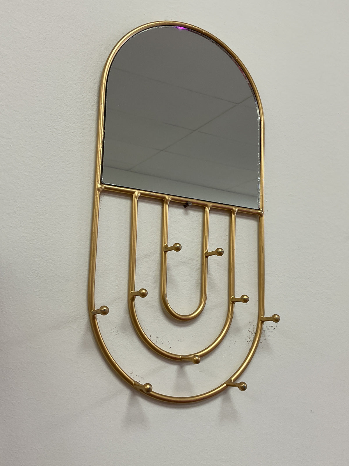 Oval Mirror and Jewelry Hooks