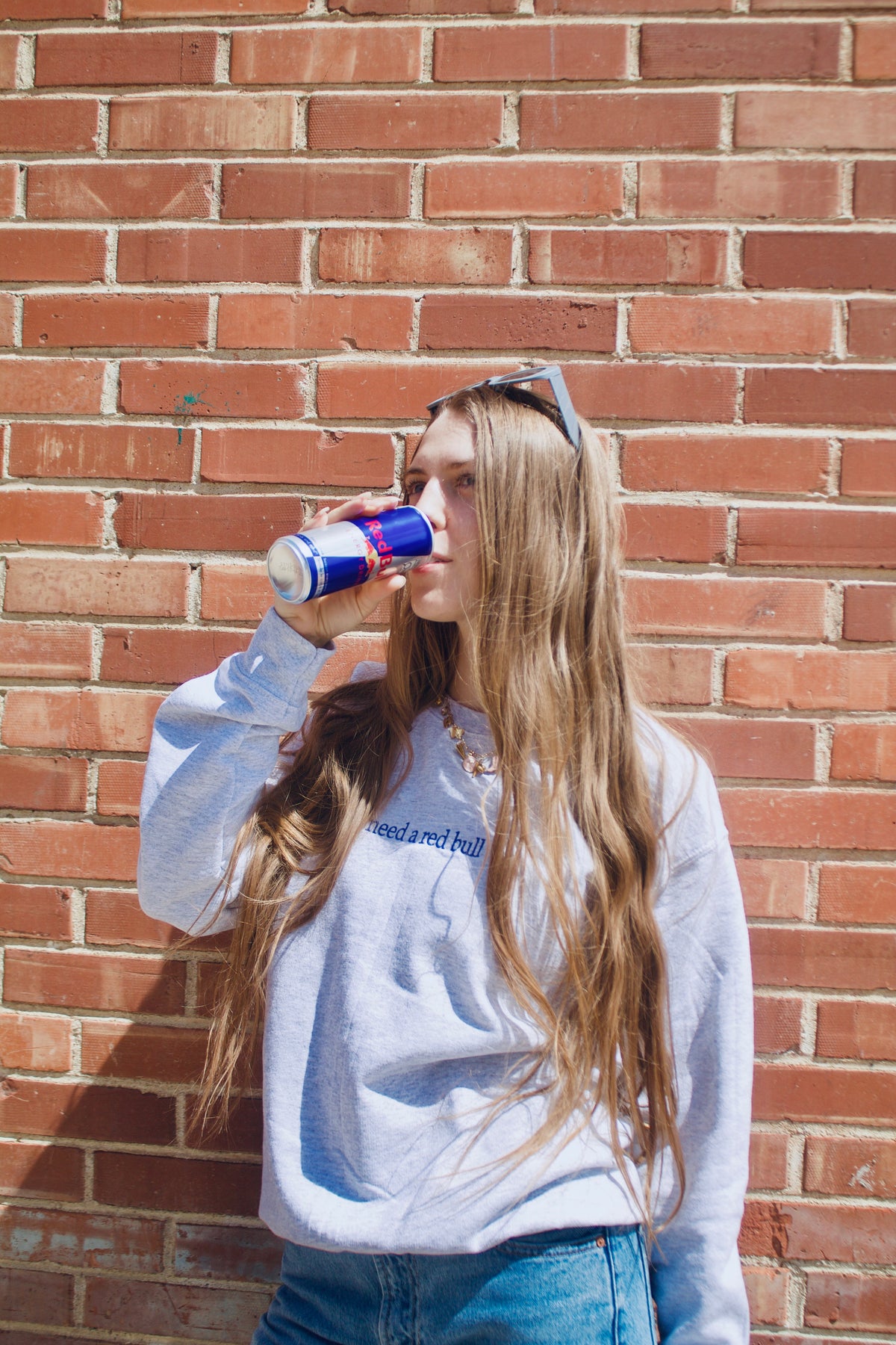 I need a Red Bull | Embroidered Crewneck | Online Exclusive