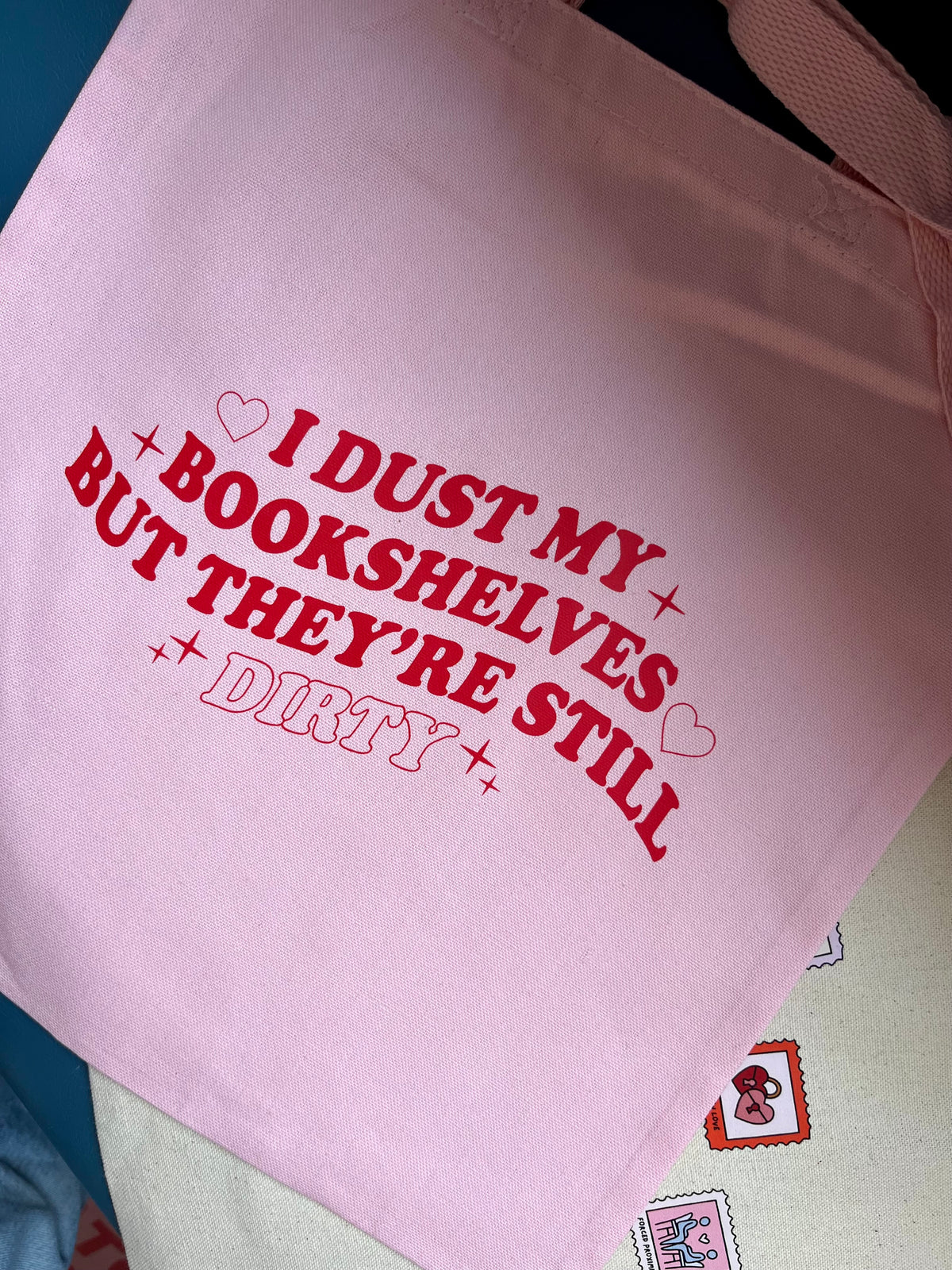 Dirty Bookshelves Pink Tote Bag