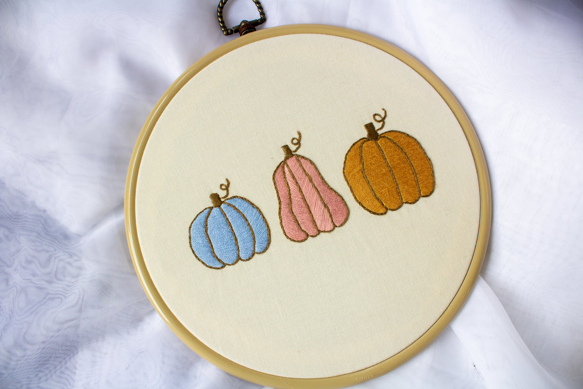 Pastel Pumpkins Embroidery Art | Unruly Embroidery