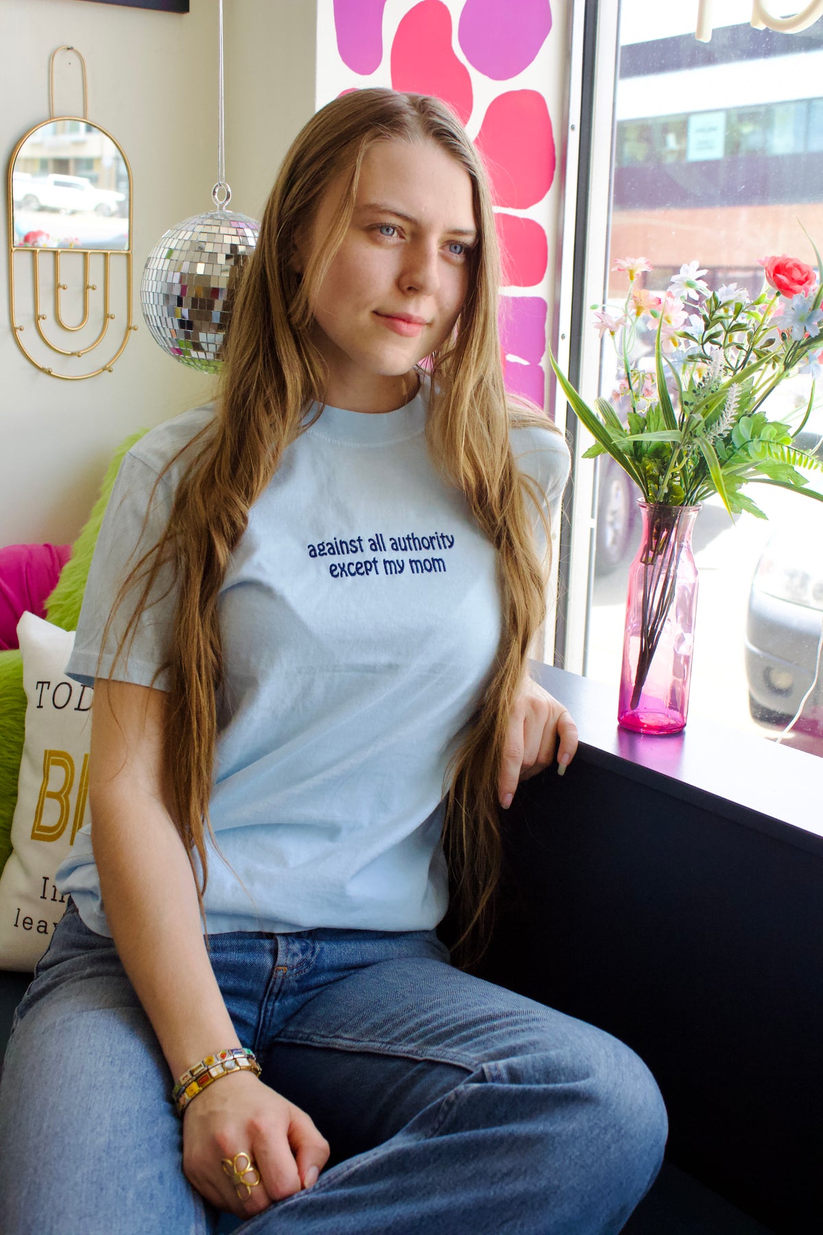 Against All Authority Except my Mom | Embroidered Tee