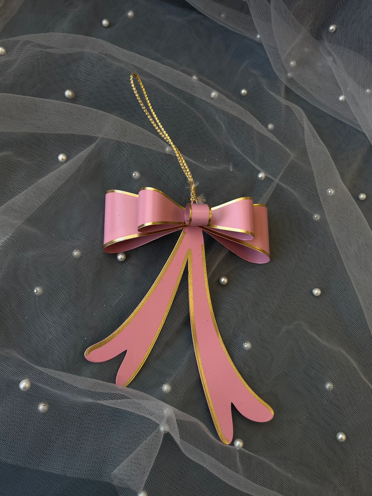 Pink and Gold Bow Ornament