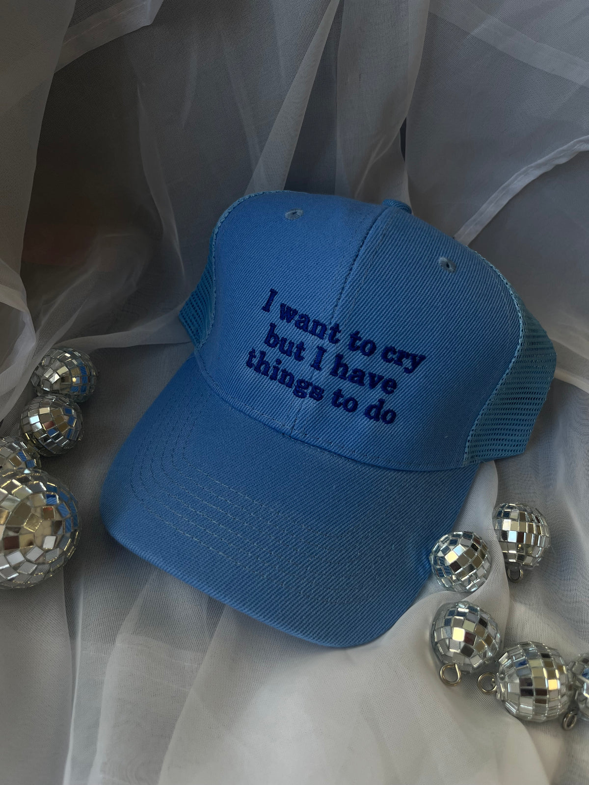 I want to cry Embroidered Hat