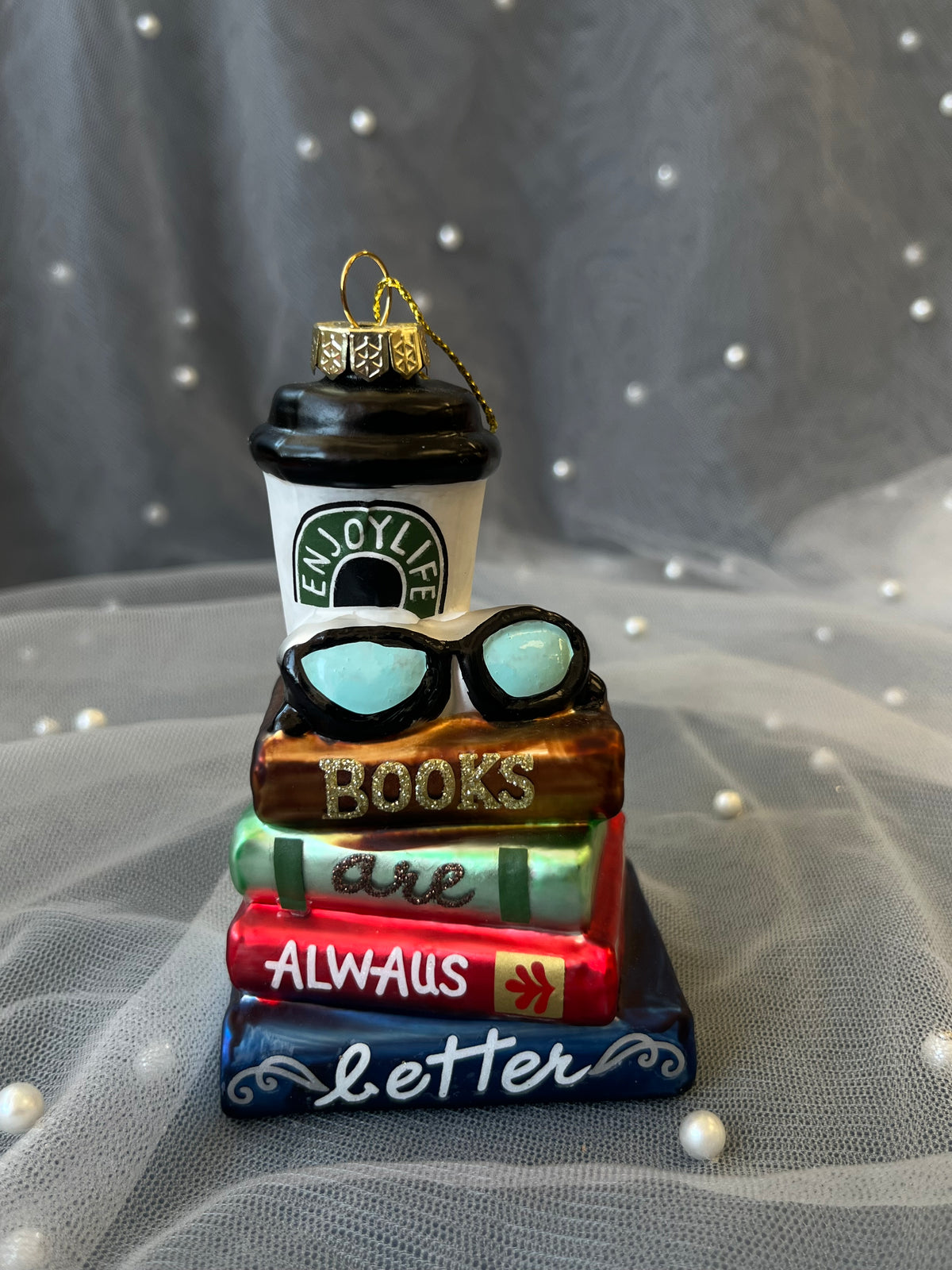 Books and Coffee Ornament