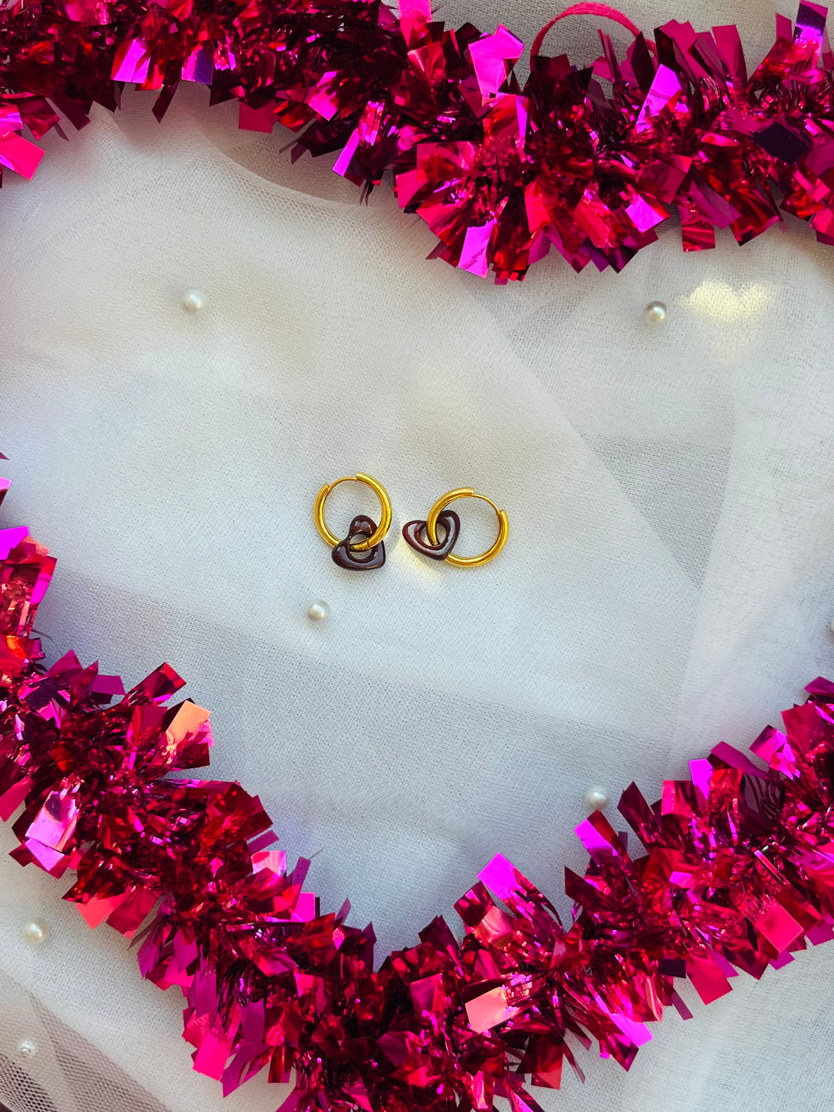 Brown & Gold Heart Earrings