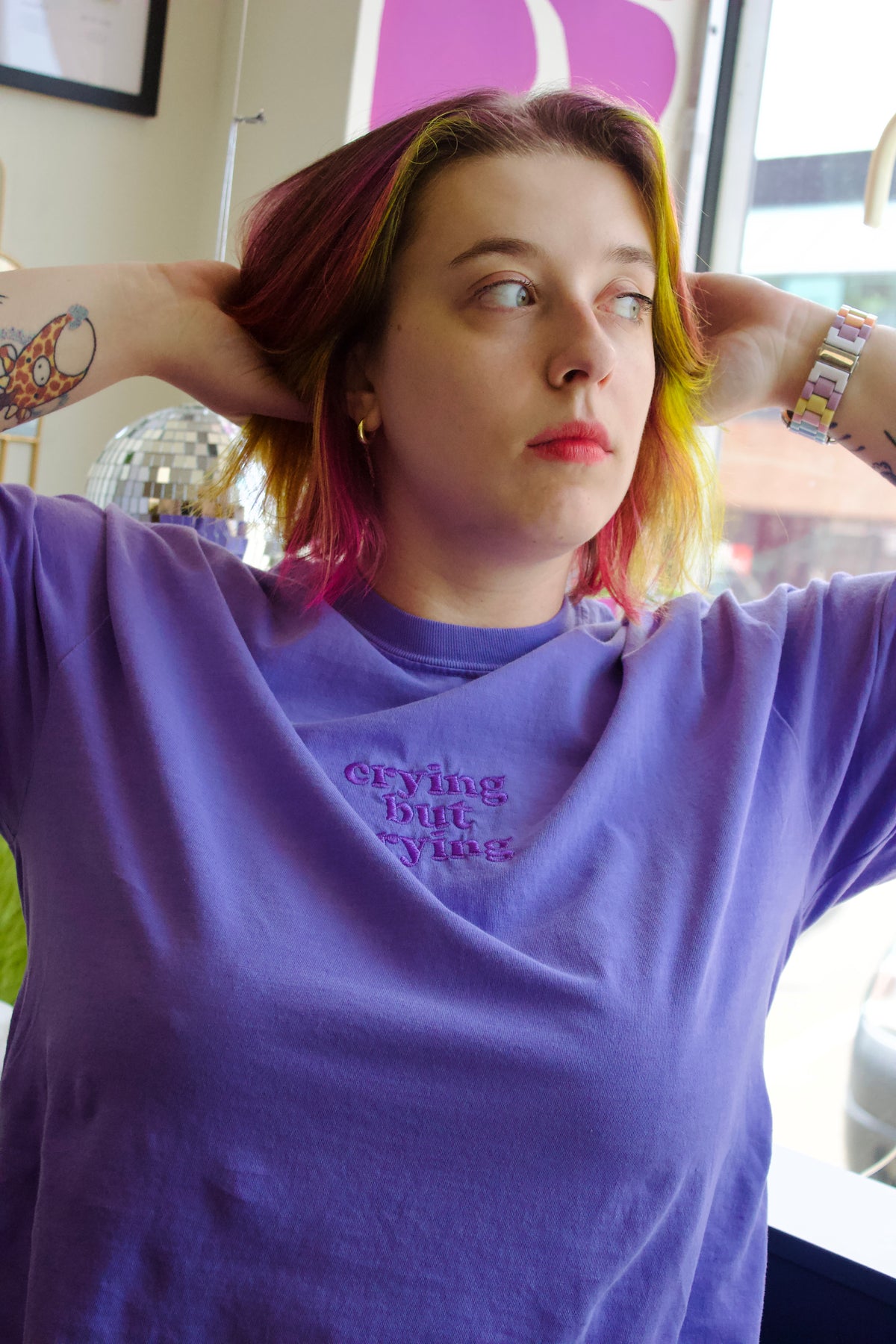 Crying But Trying | Embroidered Tee