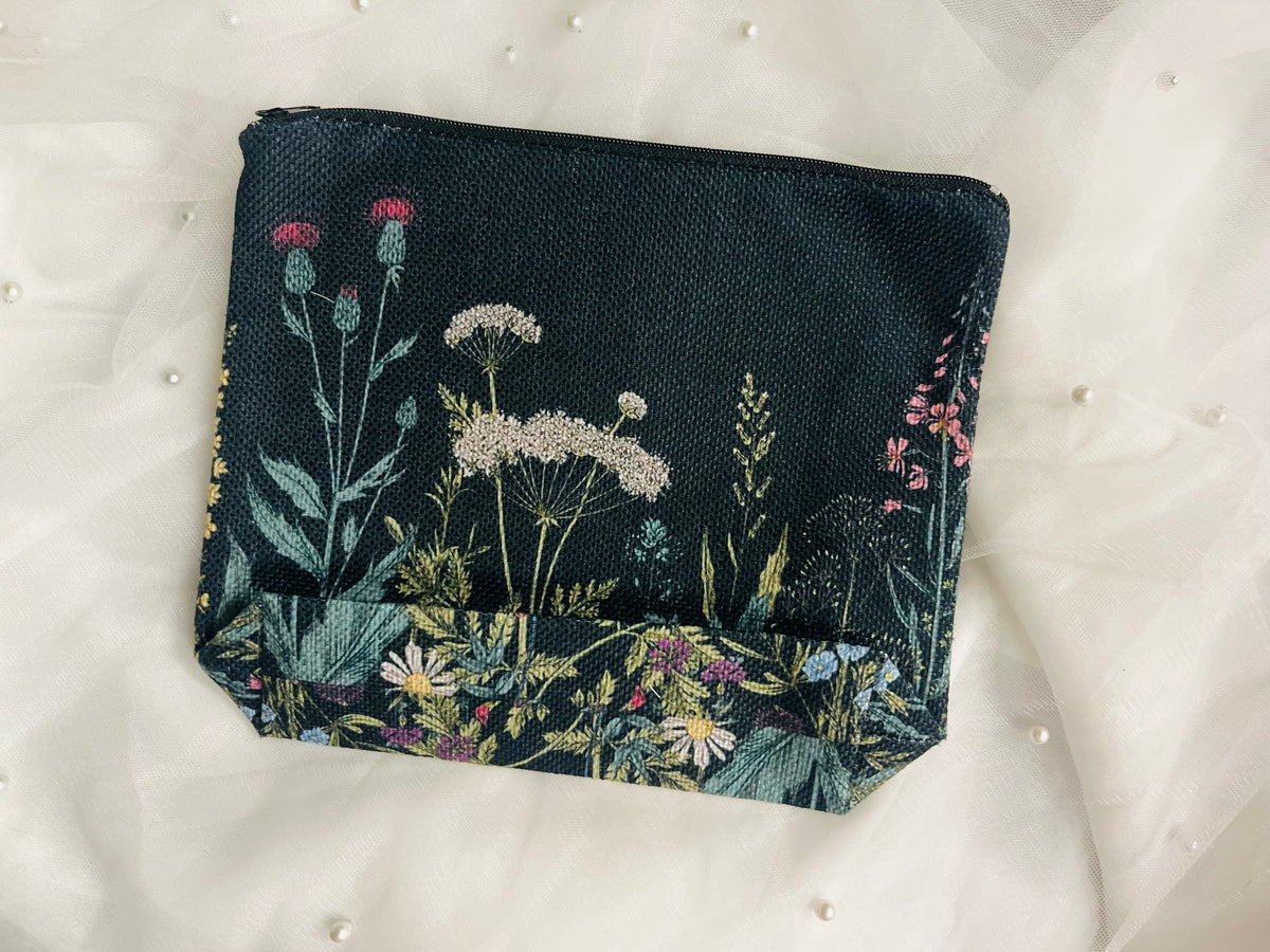 Dark Floral Zippered Pouch