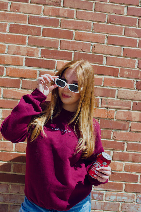 I need a Dr. Pepper | Embroidered Crewneck