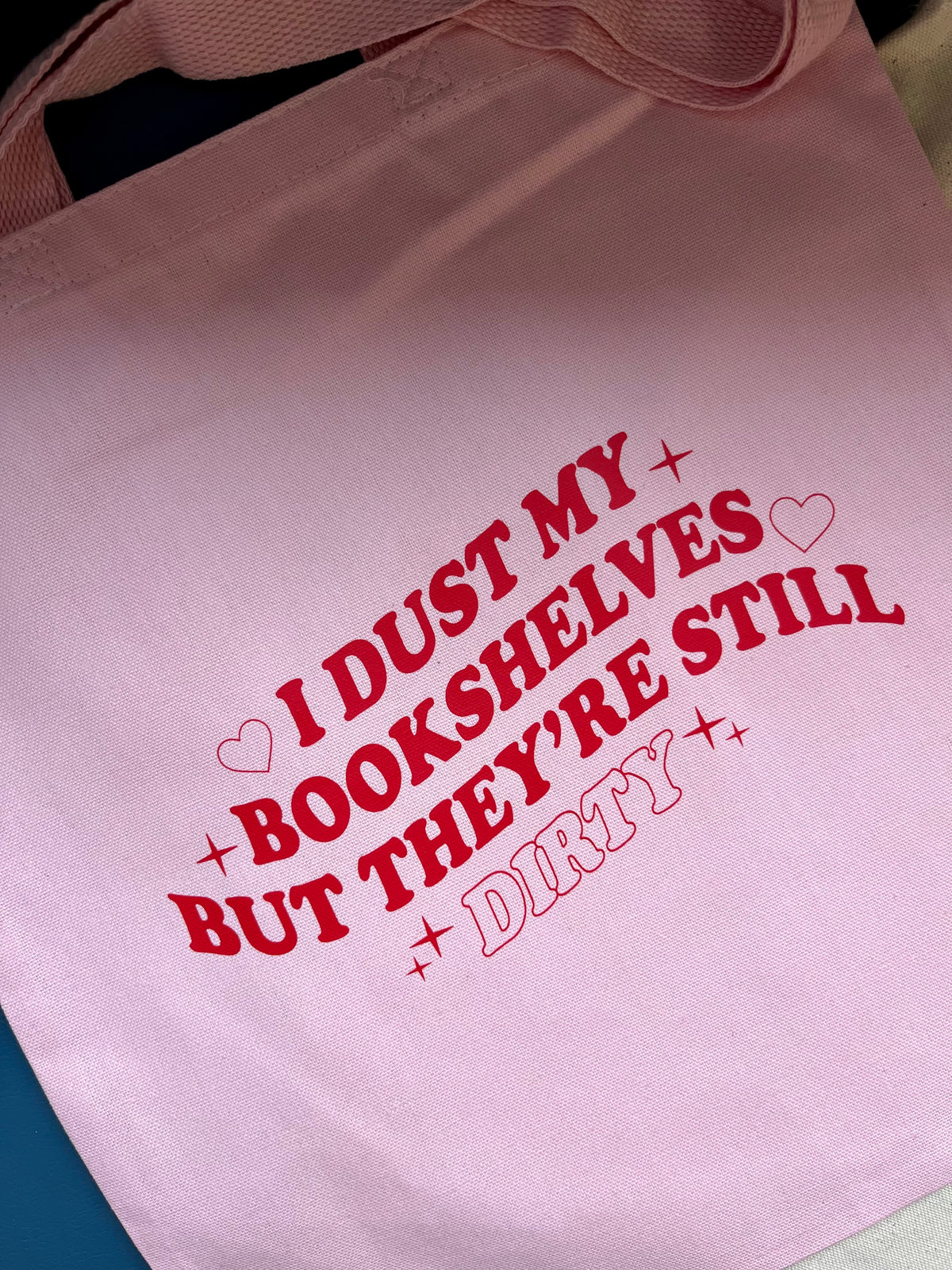 Dirty Bookshelves Pink Tote Bag