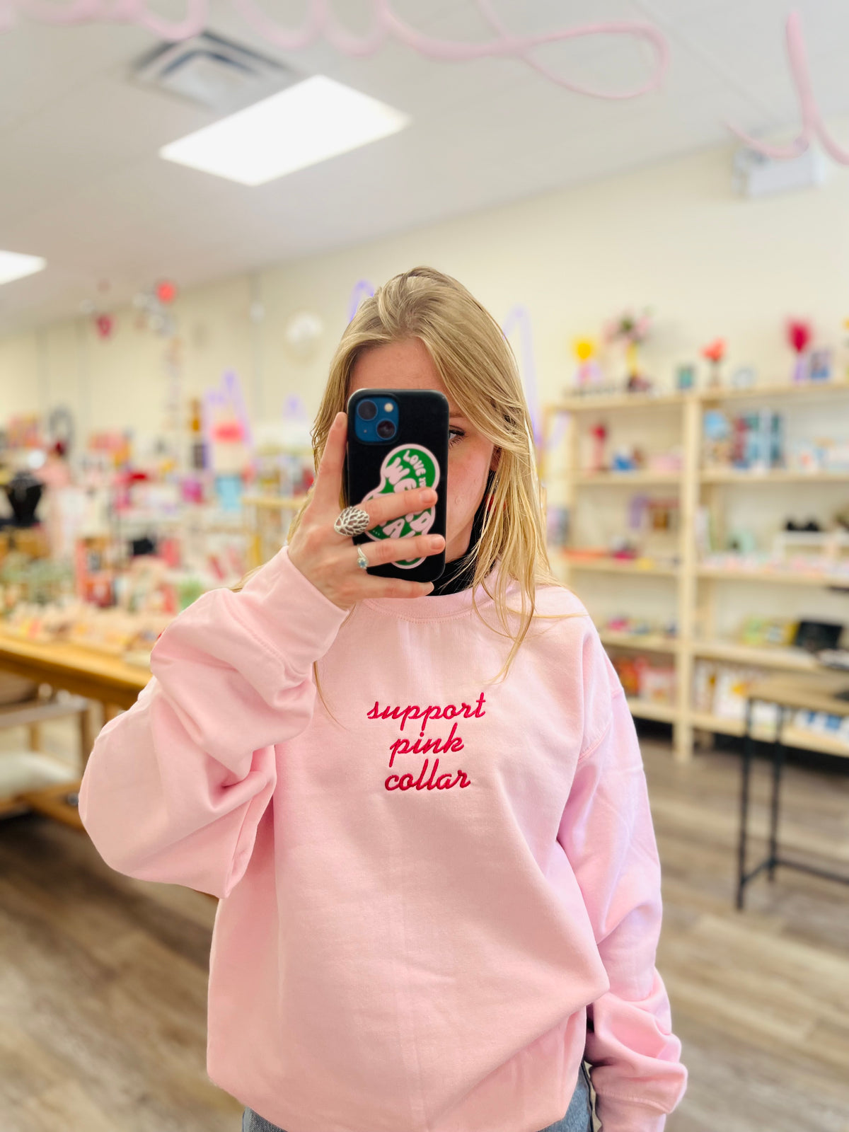 Support Pink Collar | Crewneck