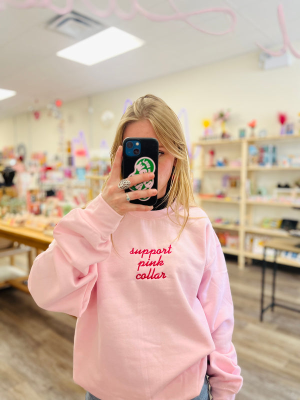 Support Pink Collar | Crewneck