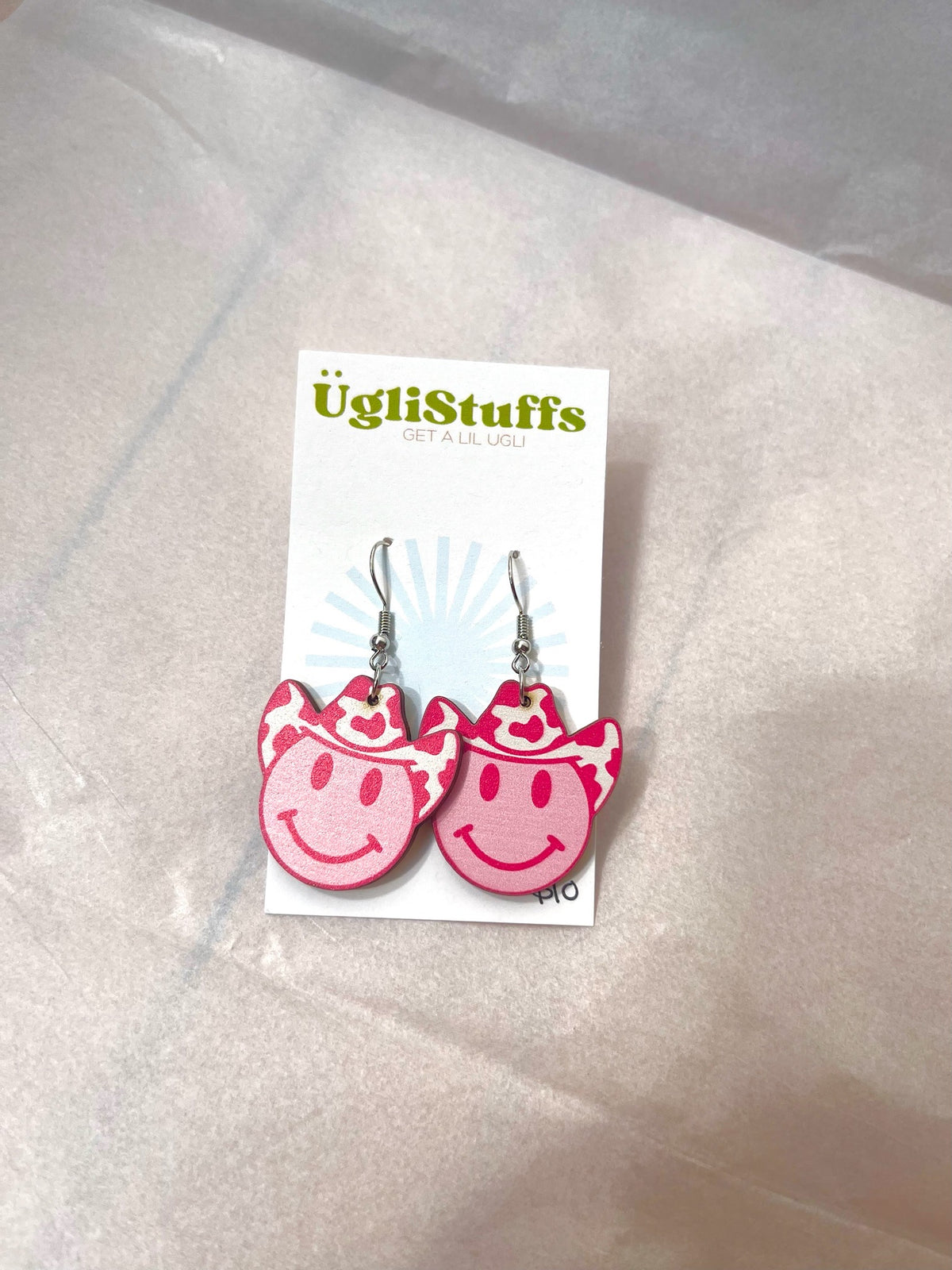 Pink Smiley Urban Cowgirl Earrings