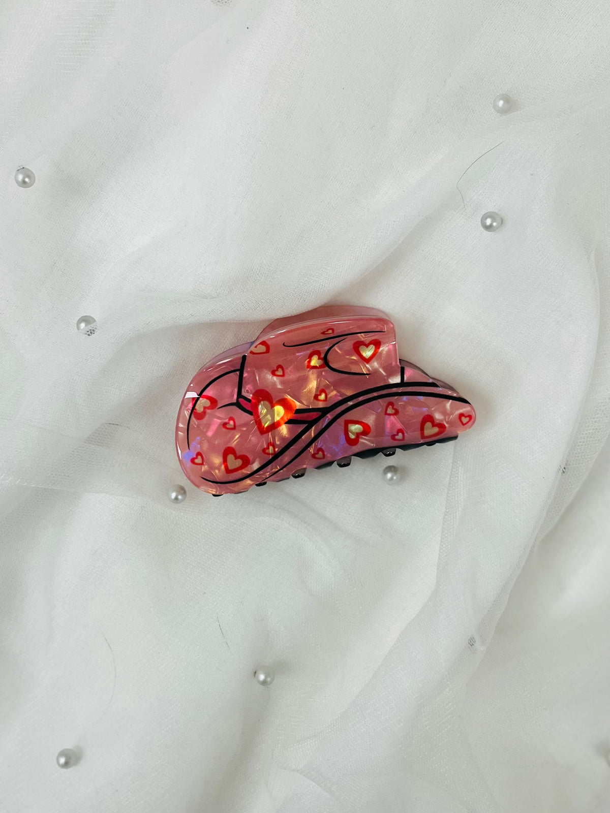 Heart Cowgirl Hat Claw Clip