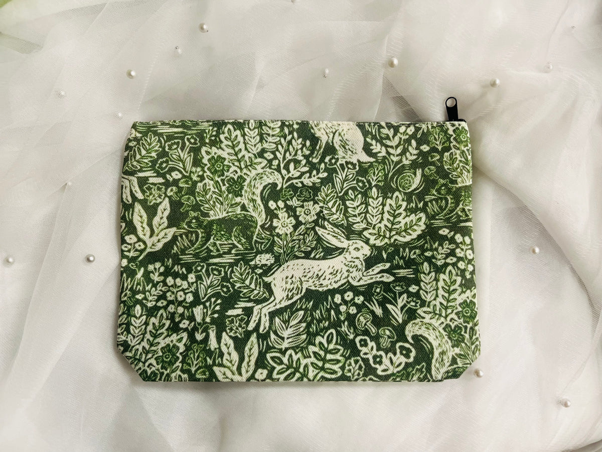 Green Woodland Zippered Pouch
