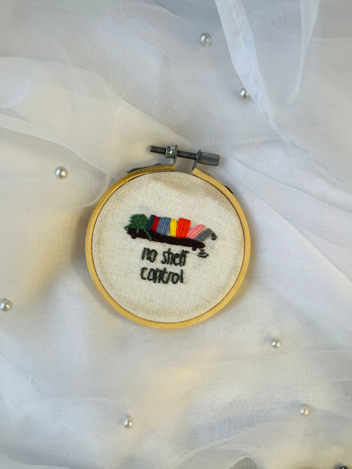 No Shelf Control | Hand Embroidered Decor