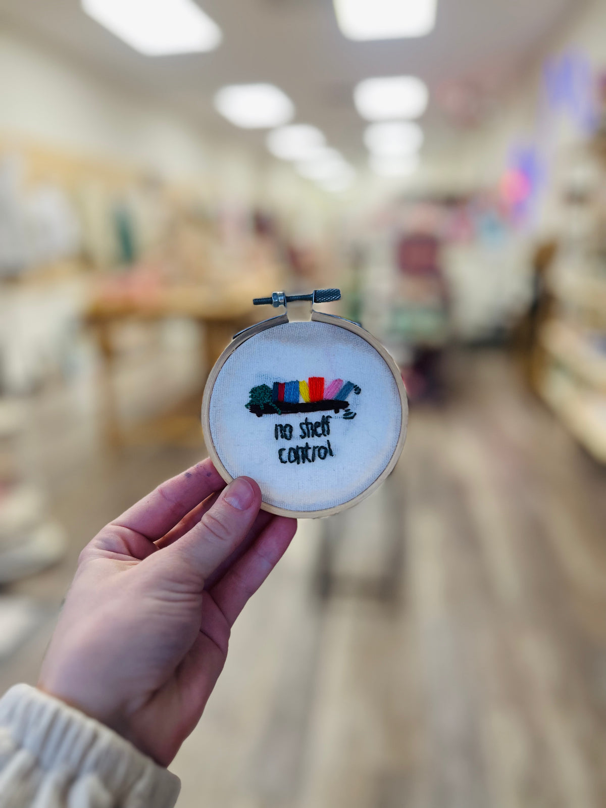 No Shelf Control | Hand Embroidered Decor