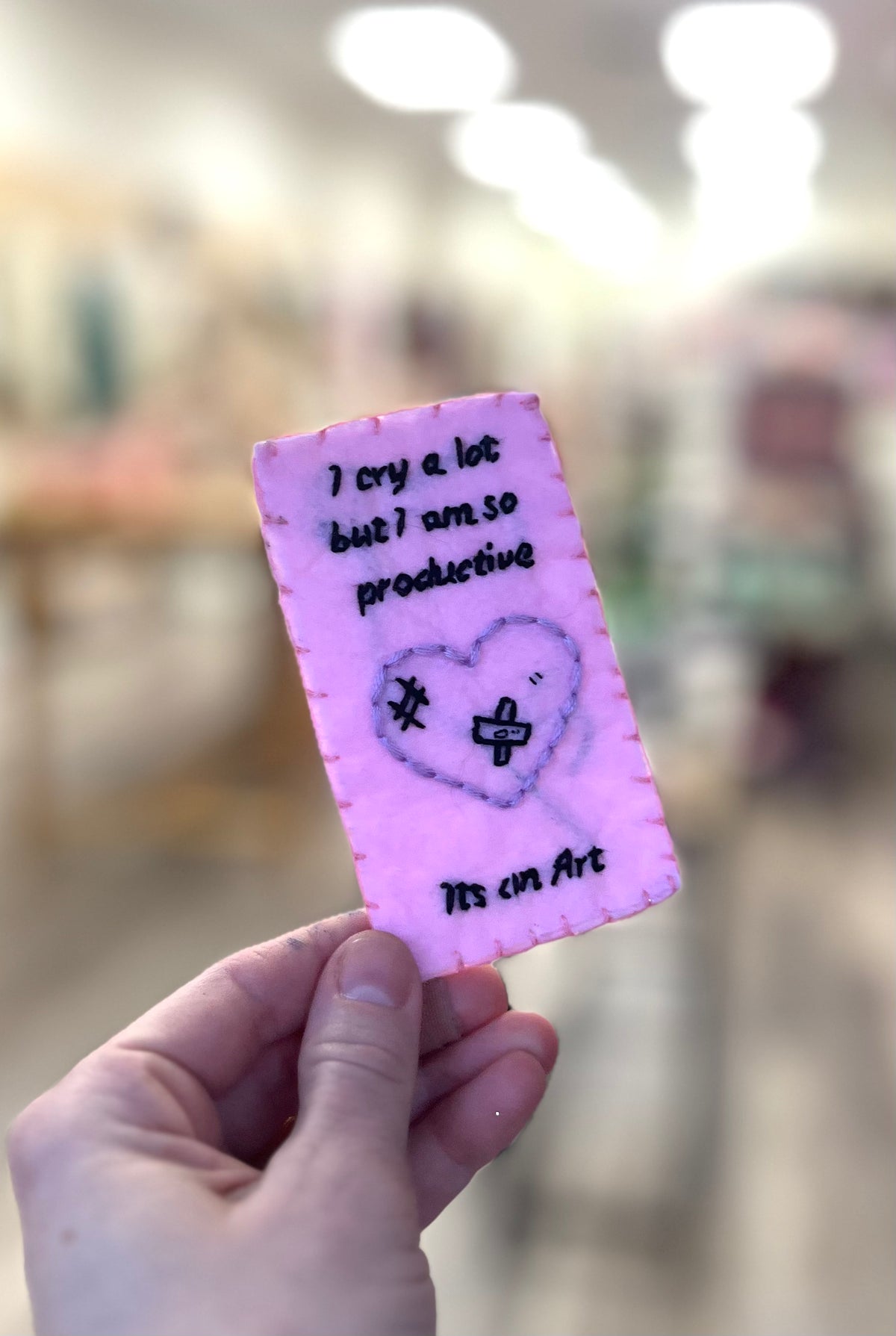 “I cry a lot but I am so productive...” | Hand Embroidered Bookmark