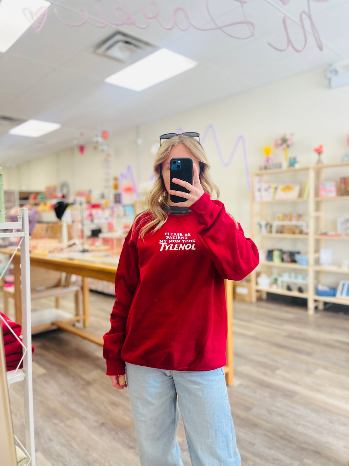 My Mom Took Tylenol | Embroidered Crewneck