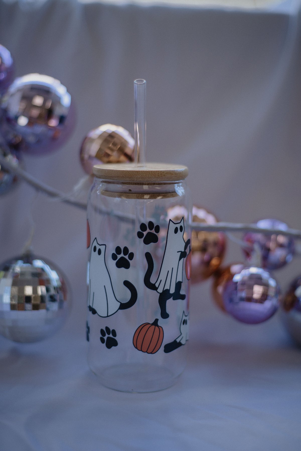 Cat and Dog Ghosts Cup | Glass Tumbler