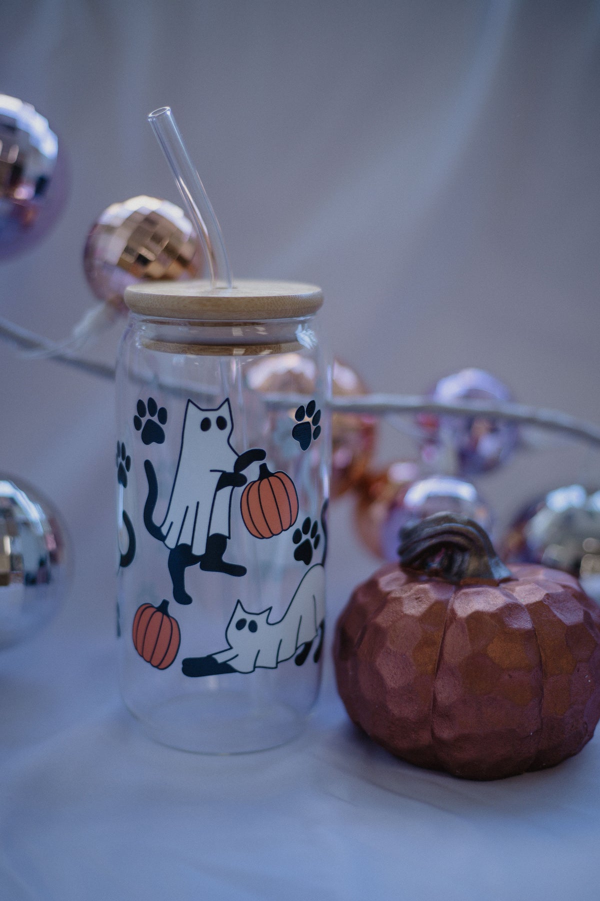 Cat and Dog Ghosts Cup | Glass Tumbler