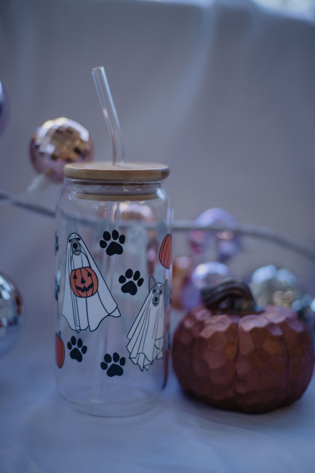 Cat and Dog Ghosts Cup | Glass Tumbler