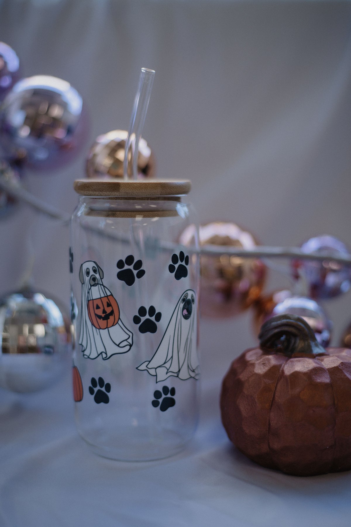 Cat and Dog Ghosts Cup | Glass Tumbler