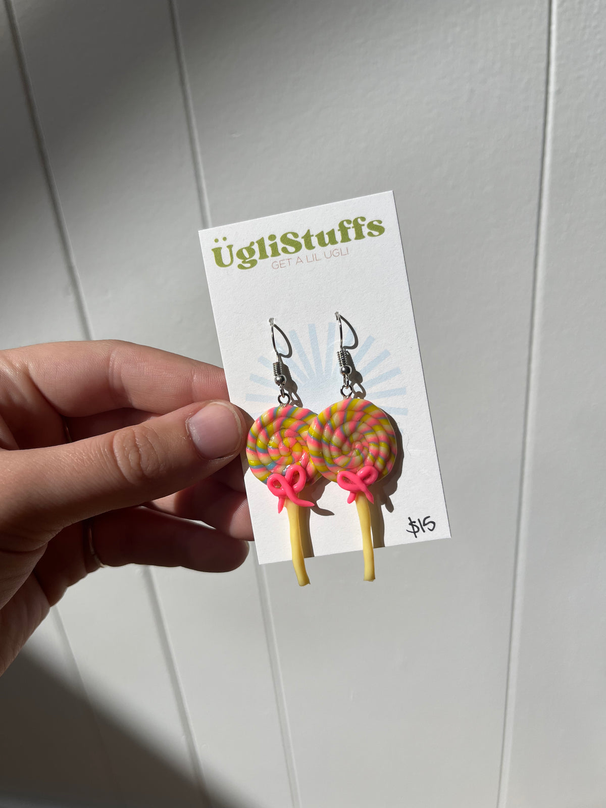 Lucky Lolly Dangles | Handmade Clay Lollipop Earrings