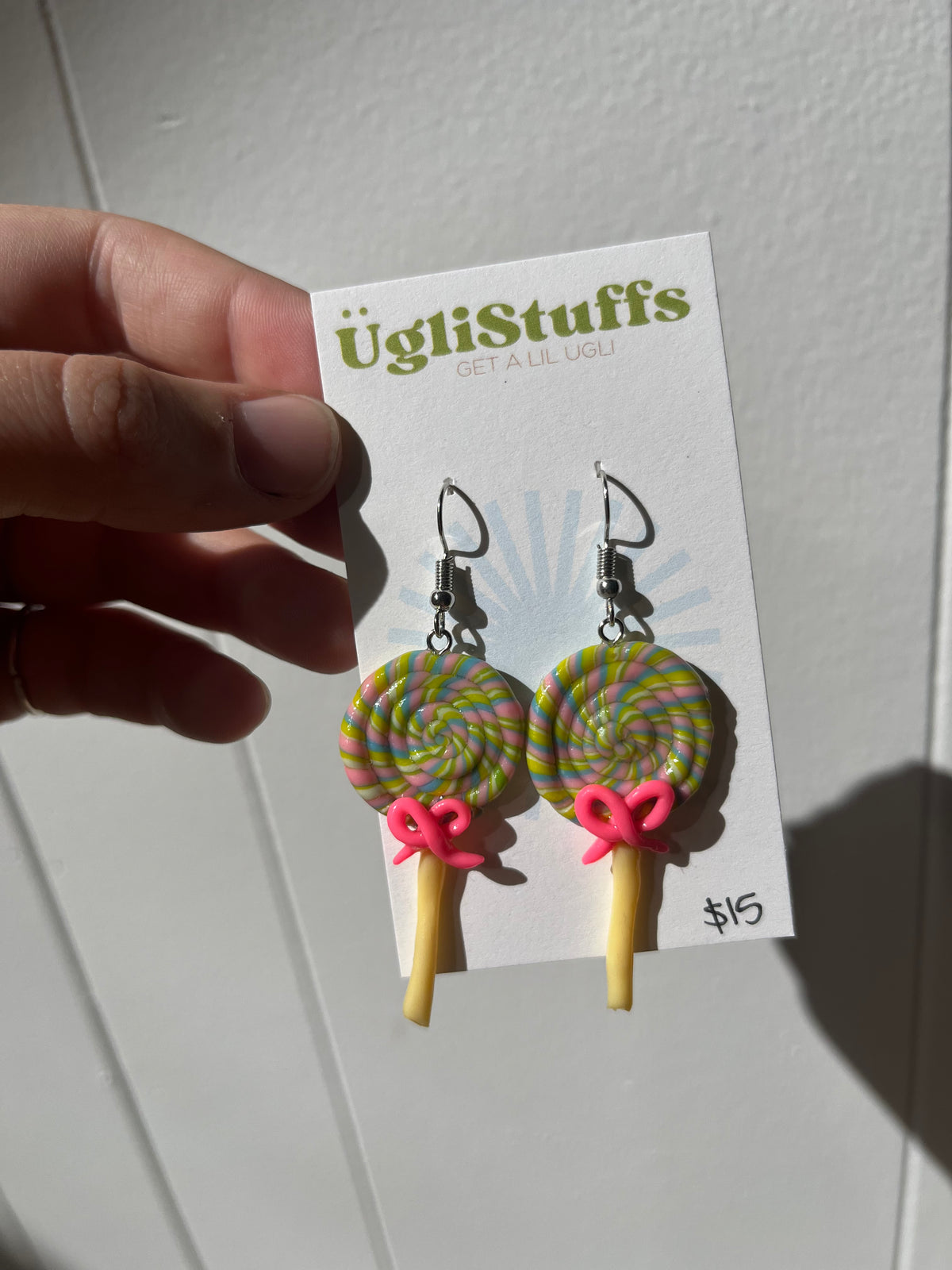 Lucky Lolly Dangles | Handmade Clay Lollipop Earrings