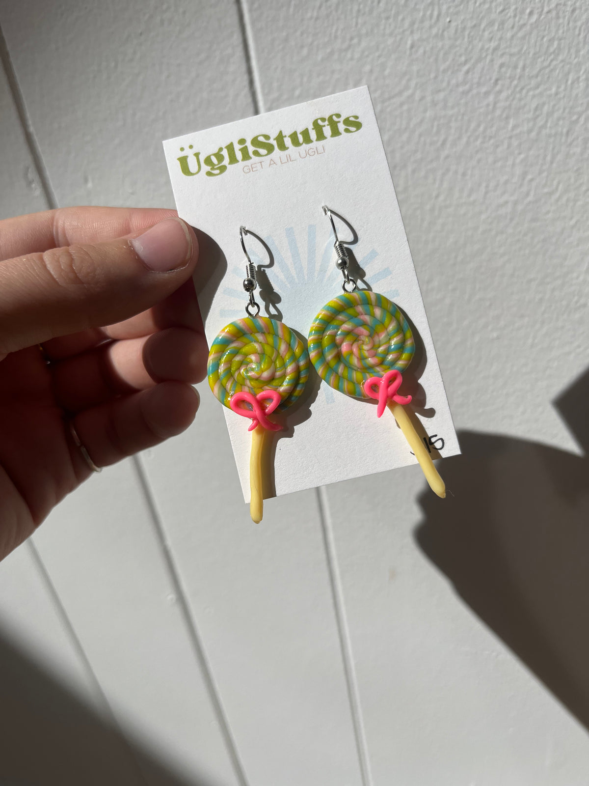 Lucky Lolly Dangles | Handmade Clay Lollipop Earrings