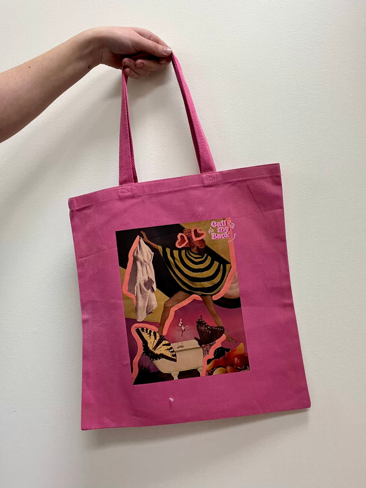 Yellow & Pink 70s Fashion Tote Bag | Call Me Back Collage