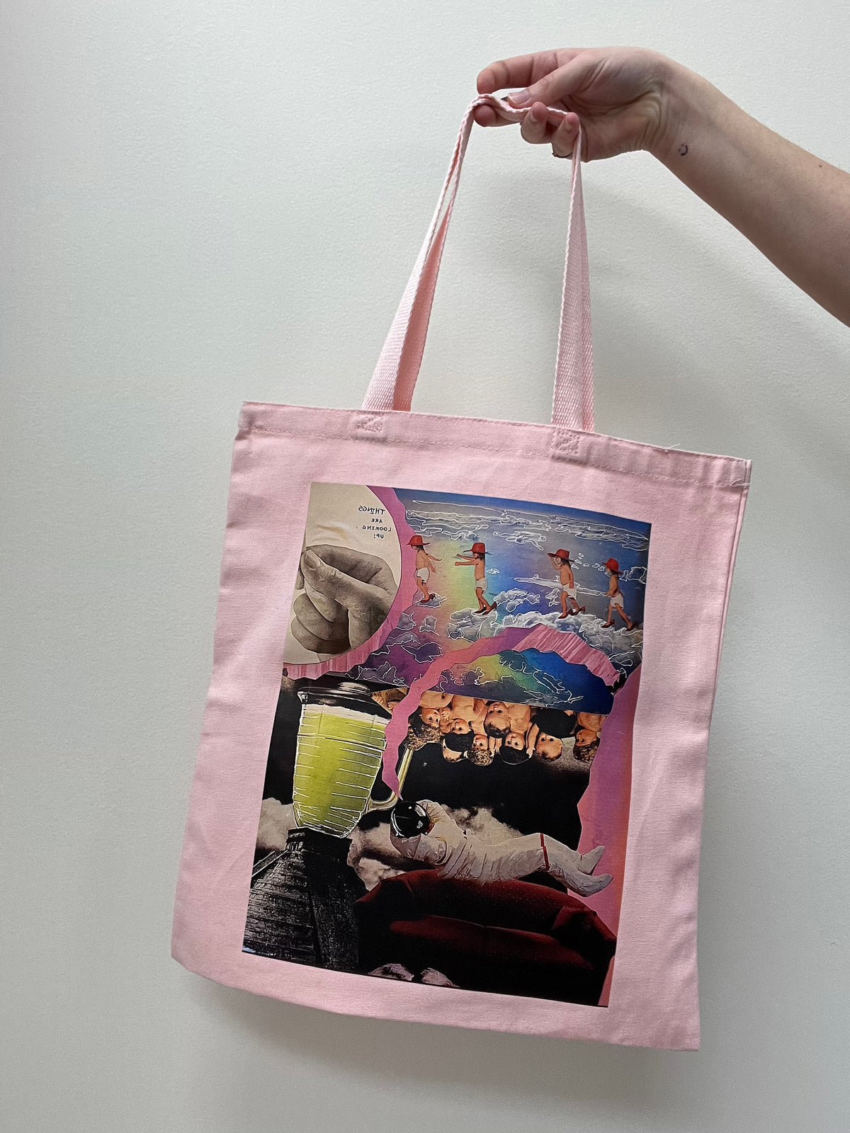 Things Are Looking Up! Tote Bag | Call Me Back Collage