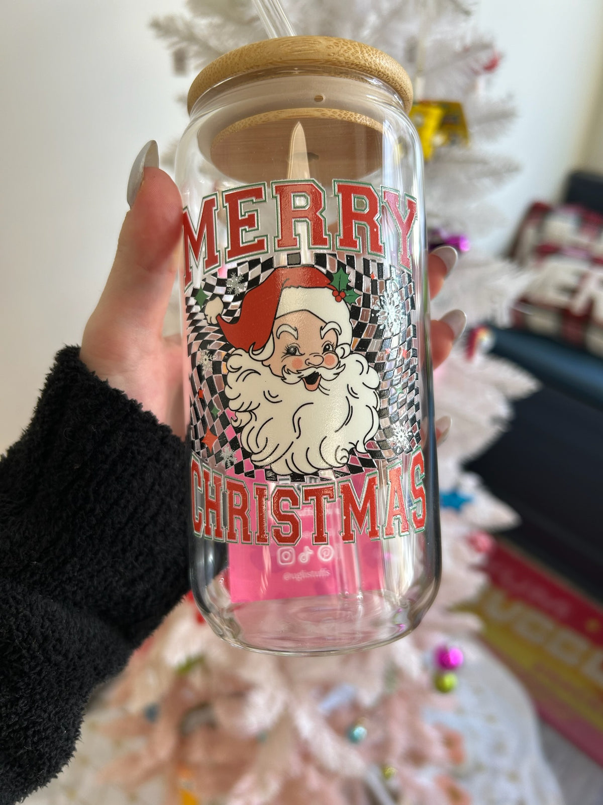 Santa Cup | Glass Tumbler