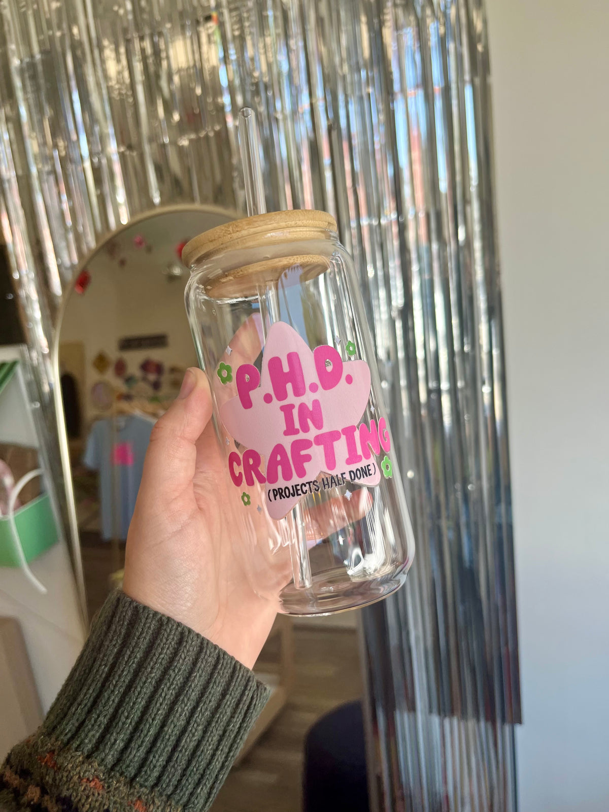 PhD in Crafting Cup | Glass Tumbler