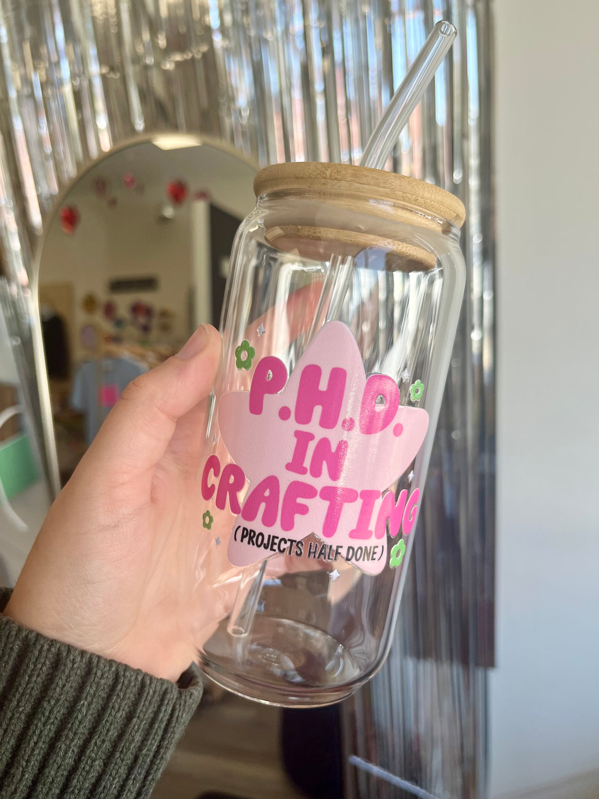 PhD in Crafting Cup | Glass Tumbler