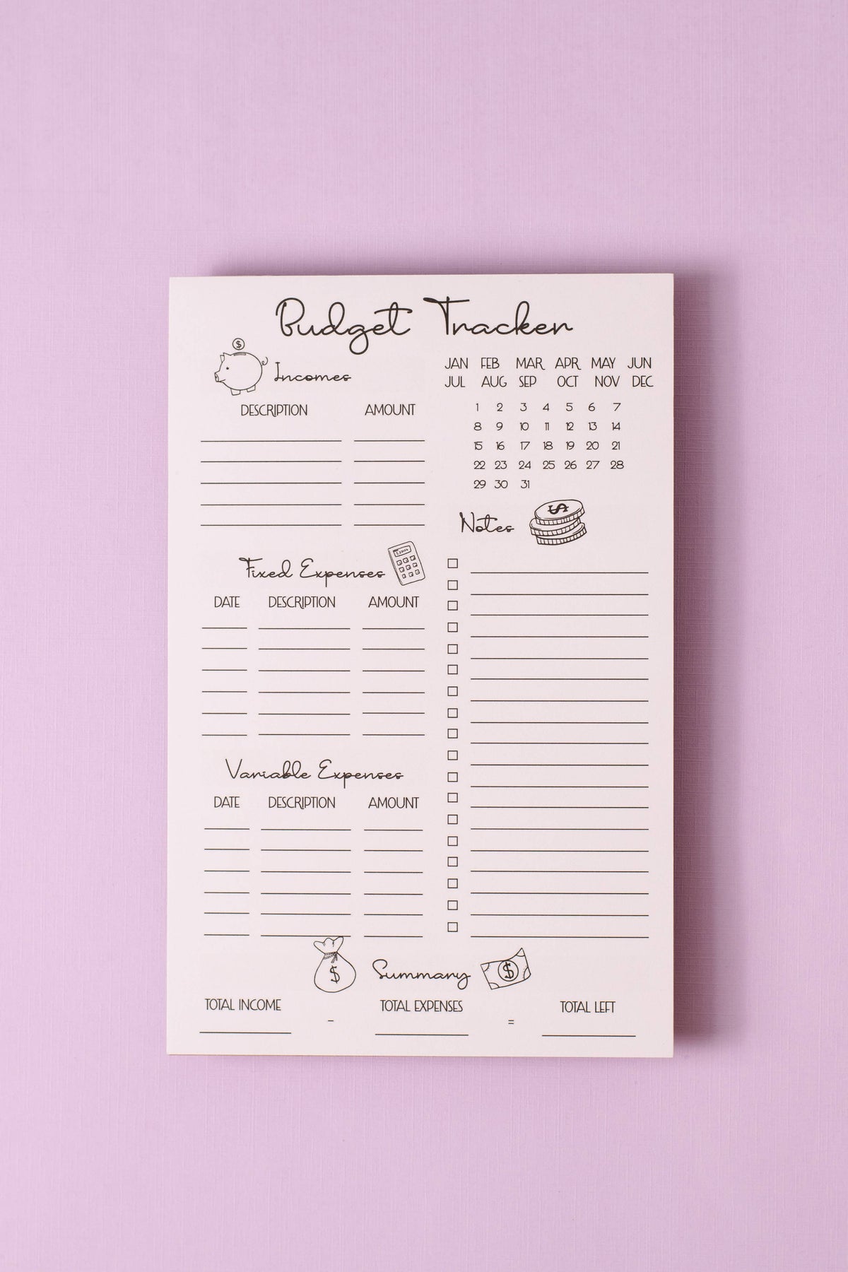 Budget Tracker - 25 pg Notepad