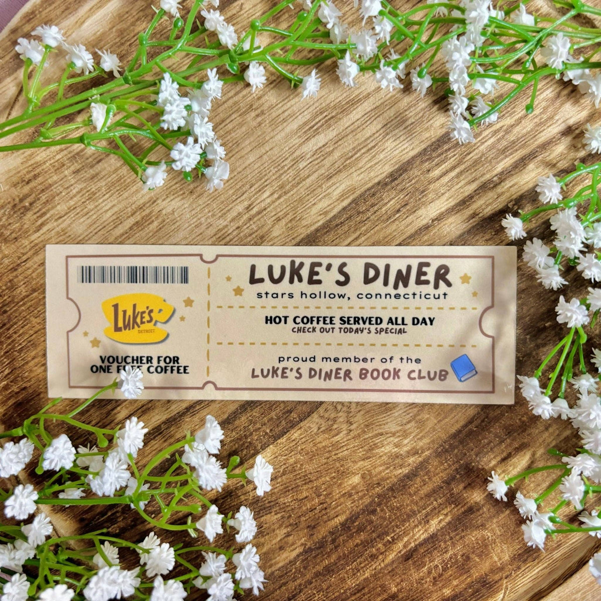 Gilmore Girls Luke's Diner Book Club Ticket Bookmark